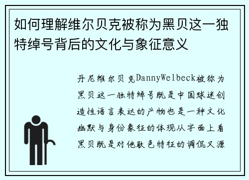 如何理解维尔贝克被称为黑贝这一独特绰号背后的文化与象征意义